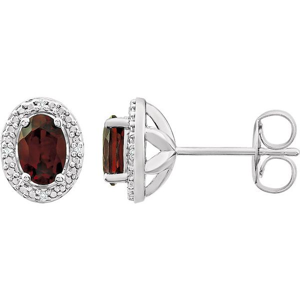 Sterling Silver Garnet and Diamond Earrings Lee Ann's Fine Jewelry Russellville, AR