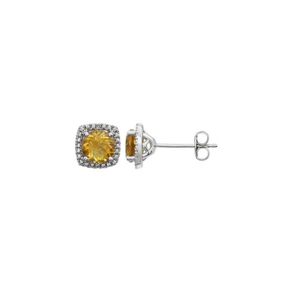 Sterling Silver Citrine & Diamond Earrings Lee Ann's Fine Jewelry Russellville, AR