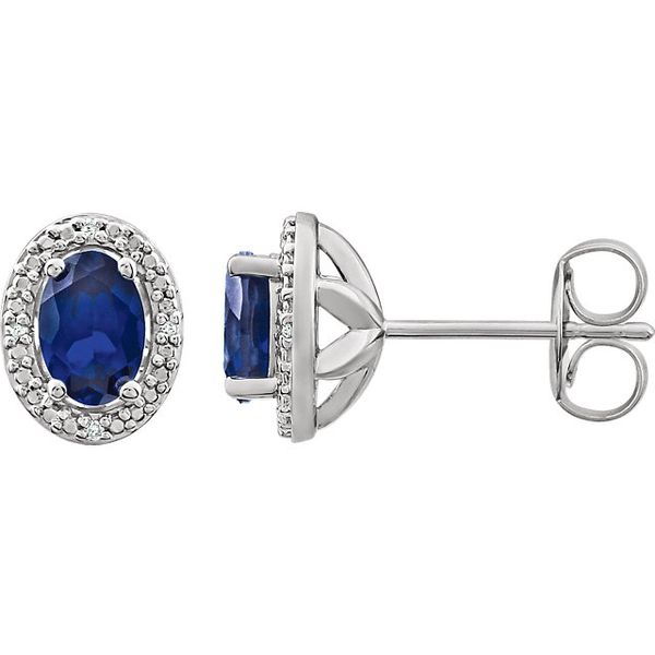 Sterling Silver Blue Created Sapphire Earrings Lee Ann's Fine Jewelry Russellville, AR