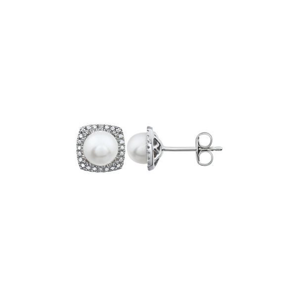 Sterling Silver Pearl & Diamond Earrings Lee Ann's Fine Jewelry Russellville, AR