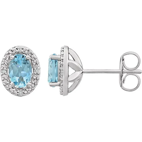 Sterling Silver Blue Topaz and Diamond Earrings Lee Ann's Fine Jewelry Russellville, AR