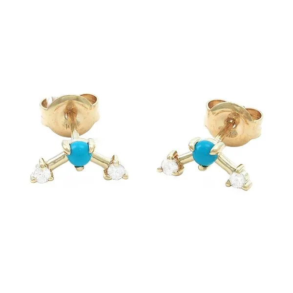 Yellow 14 Karat Turquoise and Diamond Earrings similar item image
