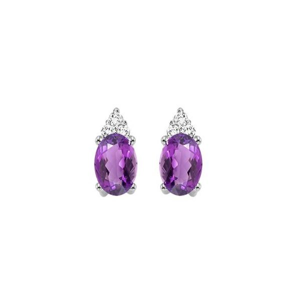 Lady's White 10 Karat Amethyst and Diamond Earrings Lee Ann's Fine Jewelry Russellville, AR