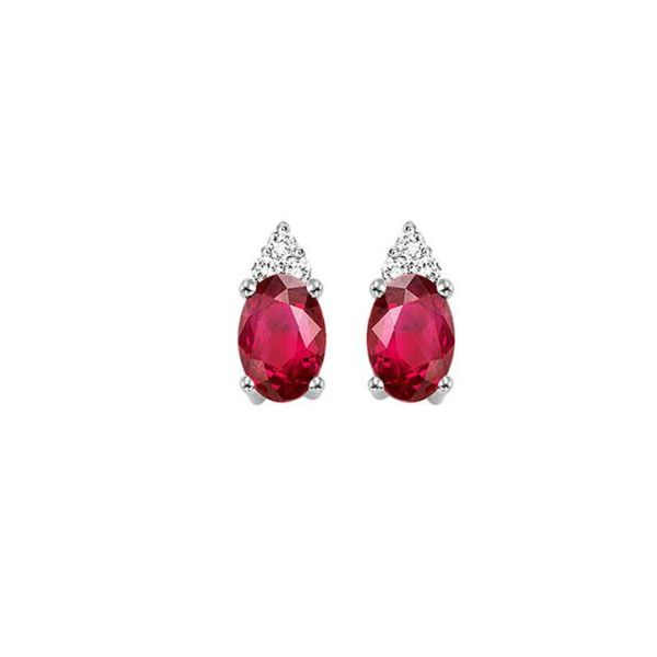 Lady's 10K White Gold Ruby & Diamond Earrings Lee Ann's Fine Jewelry Russellville, AR