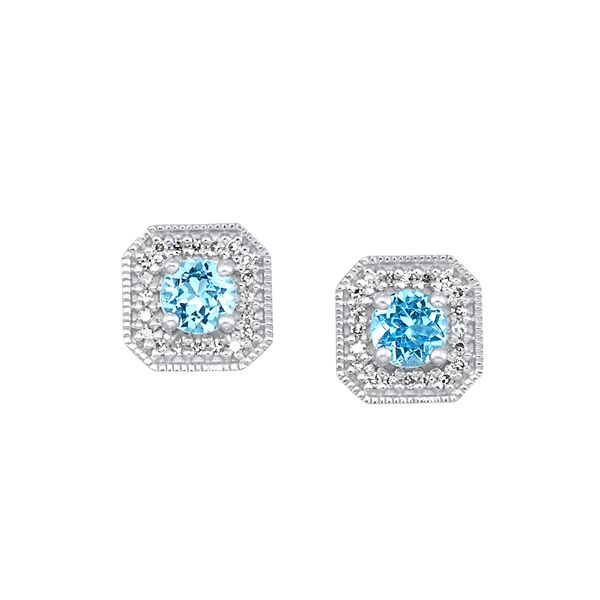 10K White Gold Blue Topaz and Diamond Earrings Lee Ann's Fine Jewelry Russellville, AR