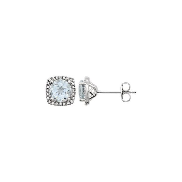 Sterling Silver Aquamarine & Diamond Earrings Lee Ann's Fine Jewelry Russellville, AR