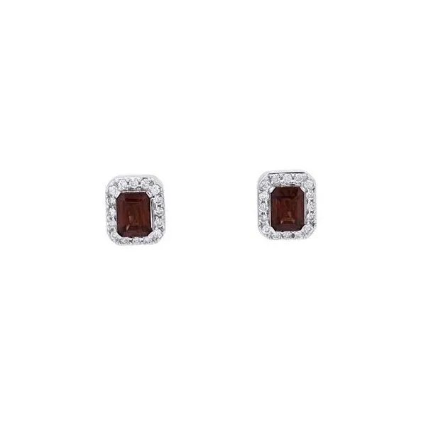 Lady's White 10 Karat Garnet and Diamond Earrings Lee Ann's Fine Jewelry Russellville, AR