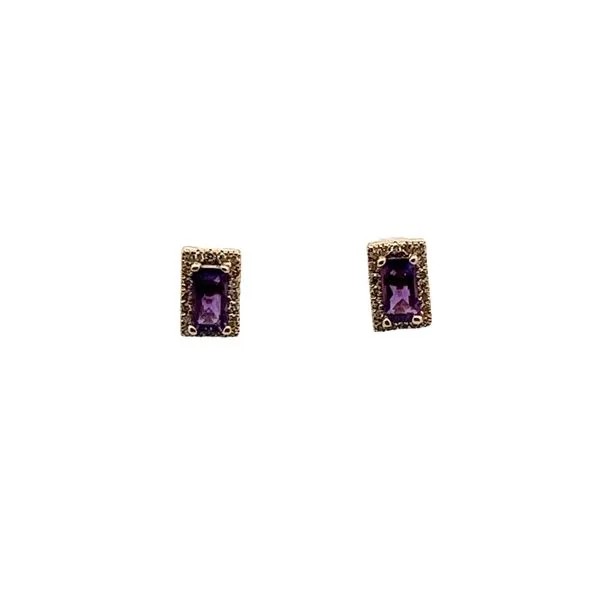 Lady's Yellow 10 Karat Earrings With Emerald Cut Amethysts And Diamonds Lee Ann's Fine Jewelry Russellville, AR