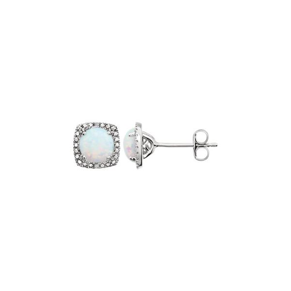 Sterling Silver Lab Created Opal & Diamond Earrings Lee Ann's Fine Jewelry Russellville, AR