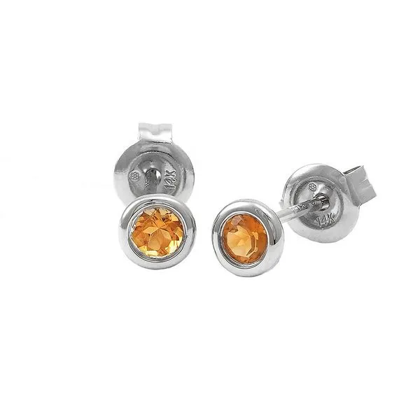 White 14 Karat Bezel Set Citrine Earrings Lee Ann's Fine Jewelry Russellville, AR