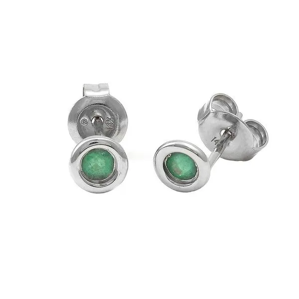 White 14 Karat Bezel Set Emerald Earrings Lee Ann's Fine Jewelry Russellville, AR