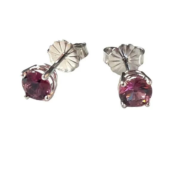 White 14Kt Earrings With Round Pink Tourmalines Lee Ann's Fine Jewelry Russellville, AR