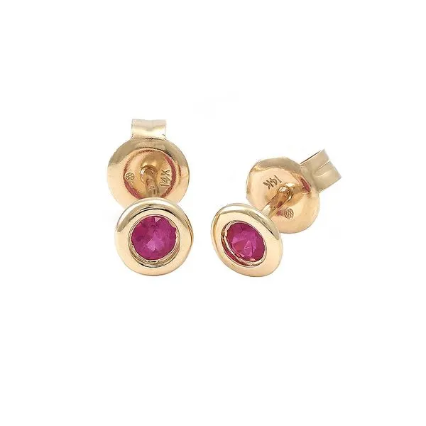 Yellow 14 Karat Ruby Bezel Set Earrings