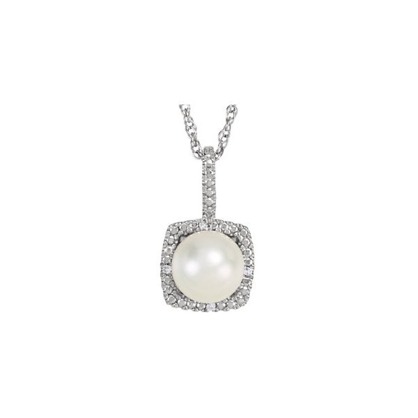 Sterling Silver Pearl & Diamond Necklace Lee Ann's Fine Jewelry Russellville, AR