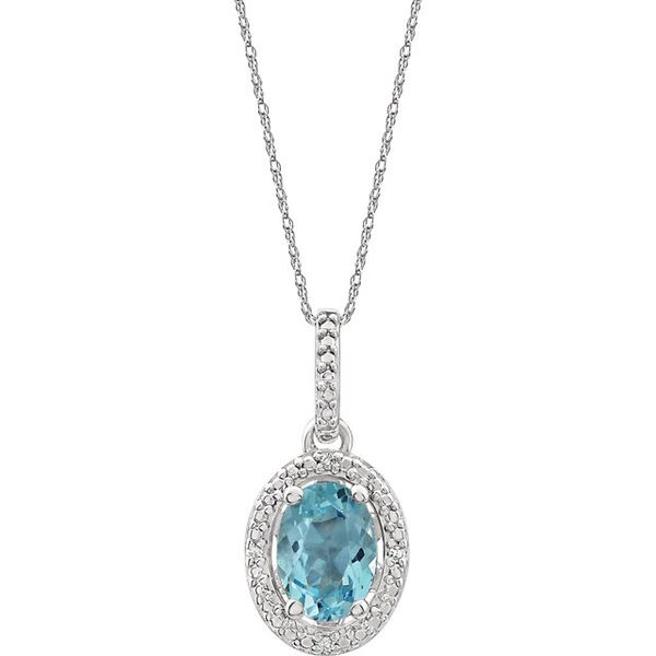 Sterling Silver Blue Topaz & Diamond Pendant Lee Ann's Fine Jewelry Russellville, AR