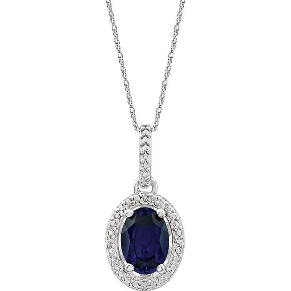 Sterling Silver Created Sapphire Pendant similar item image