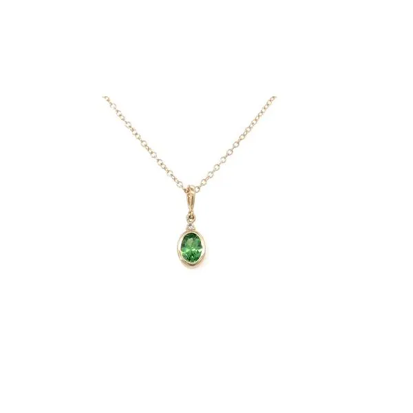 Tsavorite Garnet and Diamond Yellow Gold Pendant