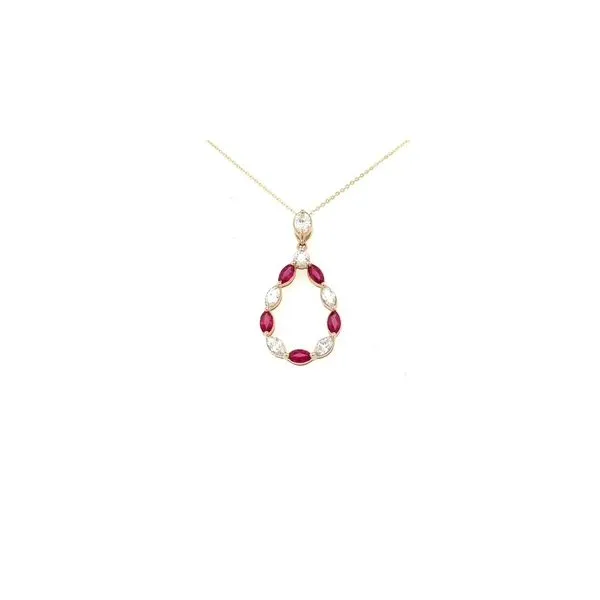 14 Karat Yellow Gold Pear Shape Ruby Pendant