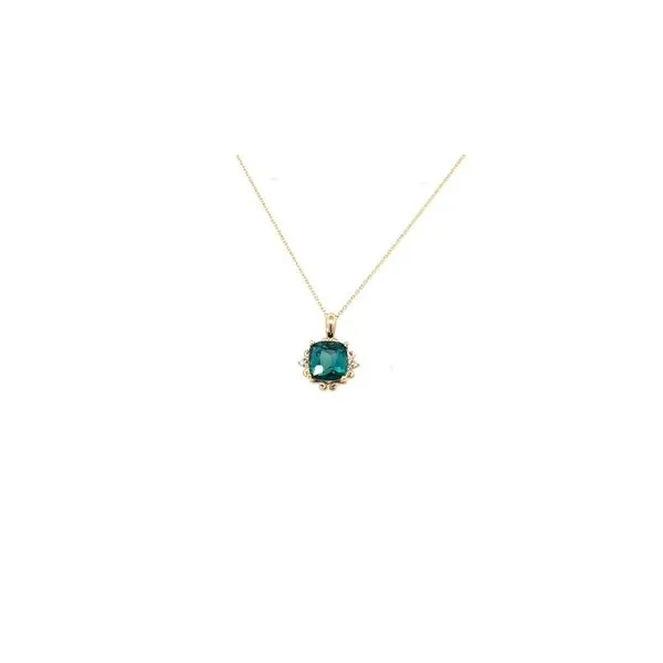10 Karat Yellow Gold Tourmaline Diamond Accent Pendant