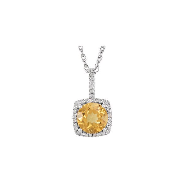 Sterling Silver Citrine & Diamond Necklace Lee Ann's Fine Jewelry Russellville, AR
