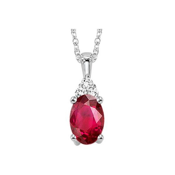 White 10 Karat Pendant with Ruby and Diamond Lee Ann's Fine Jewelry Russellville, AR
