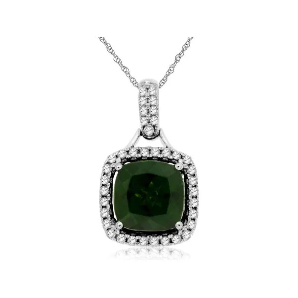 White 14 Karat Chrome Diopside and Diamond Pendant Lee Ann's Fine Jewelry Russellville, AR