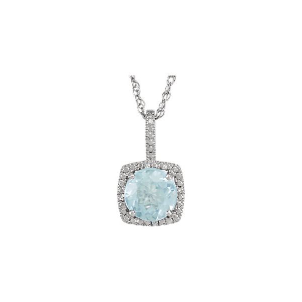 Sterling Silver Aquamarine & Diamond Necklace Lee Ann's Fine Jewelry Russellville, AR