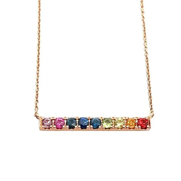 Rose Gold Multi Colored Sapphire Pendant Lee Ann's Fine Jewelry Russellville, AR