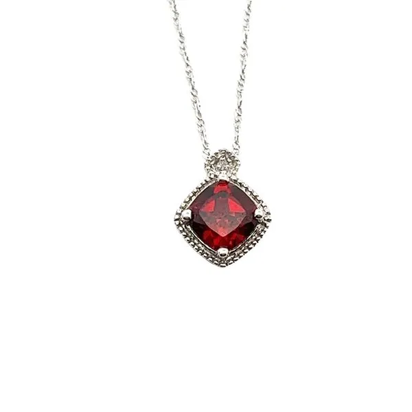 White Gold Garnet Pendant Lee Ann's Fine Jewelry Russellville, AR