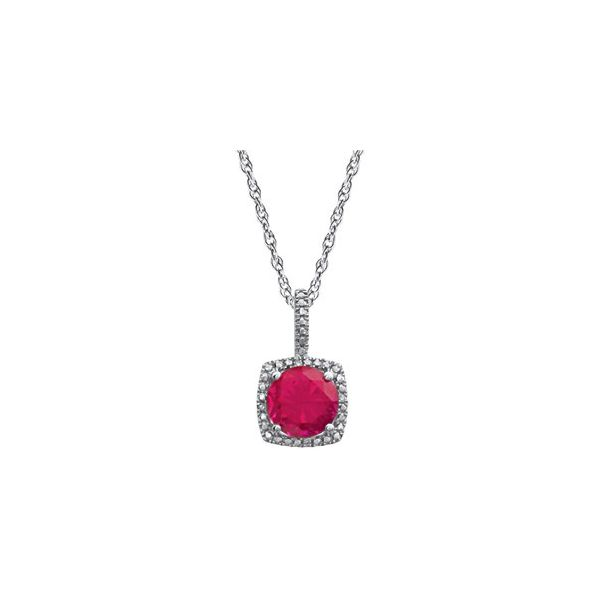 Sterling Silver Lab Created Ruby & Diamond Pendant Lee Ann's Fine Jewelry Russellville, AR
