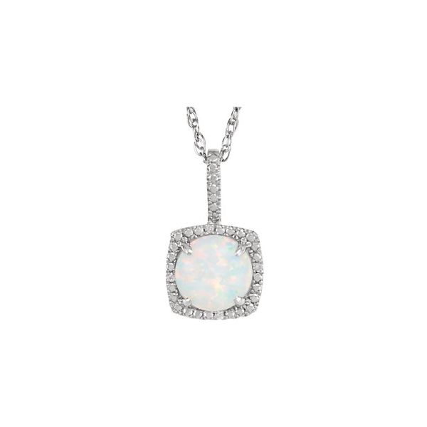 Sterling Silver Lab Created Opal & Diamond Pendant Lee Ann's Fine Jewelry Russellville, AR