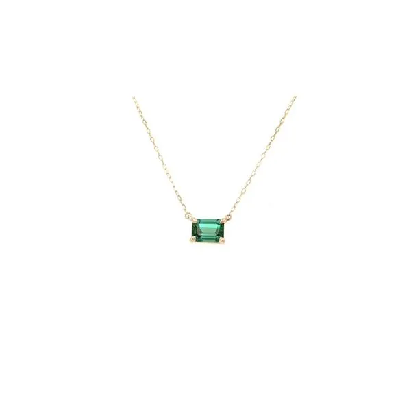 Yellow 14 Karat Emerald Shape Tourmaline Necklace
