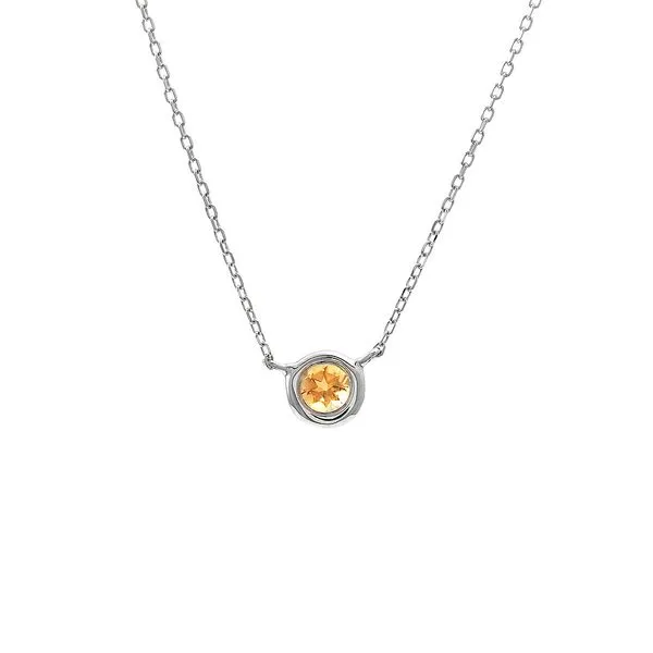 White 14 Karat Bezel Set Necklace with Citrine Lee Ann's Fine Jewelry Russellville, AR