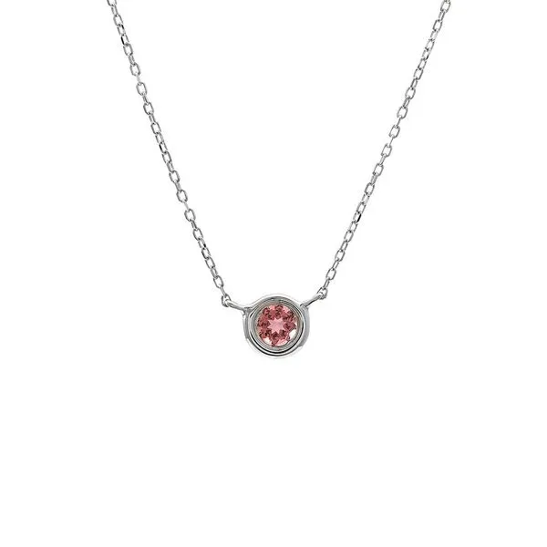 White 14 Karat Bezel Set Necklace with Pink Tourmaline Lee Ann's Fine Jewelry Russellville, AR