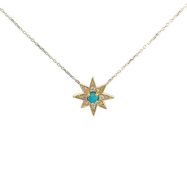 Yellow 14Kt Star Turquoise Necklace with Diamonds Lee Ann's Fine Jewelry Russellville, AR