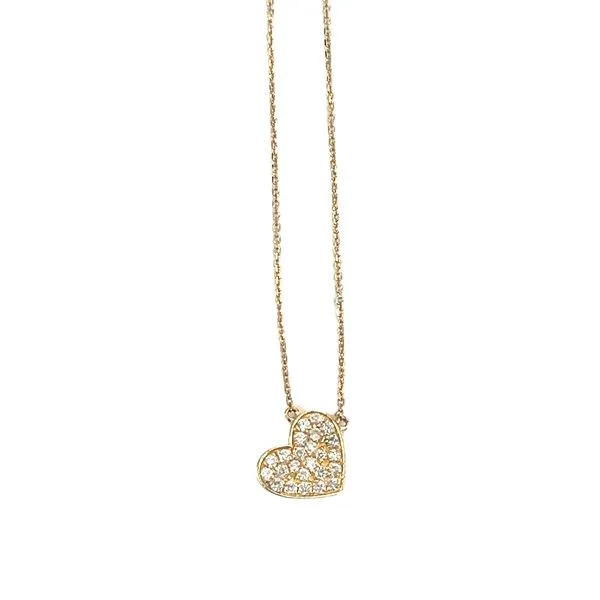 Yellow 14 Karat Heart Necklace with Diamonds Lee Ann's Fine Jewelry Russellville, AR