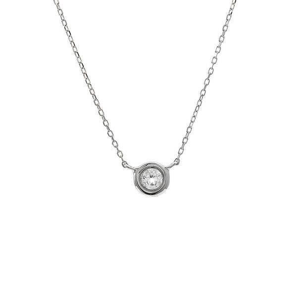 White 14 Karat Bezel Necklace with White Topaz Lee Ann's Fine Jewelry Russellville, AR