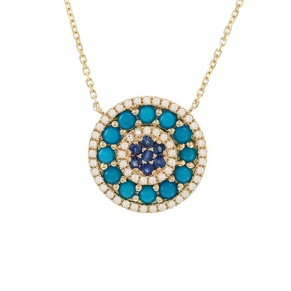 Yellow 14 Karat Turquoise and Diamond Necklace Lee Ann's Fine Jewelry Russellville, AR