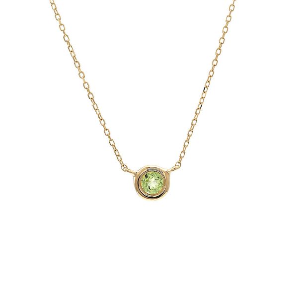 Yellow 14 Karat Bezel Set Necklace with Round Peridot Lee Ann's Fine Jewelry Russellville, AR