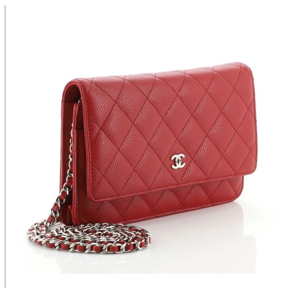 Luxury Pre-Loved Chanel Caviar Red Wallet On Chain SA Lee Ann's Fine Jewelry Russellville, AR