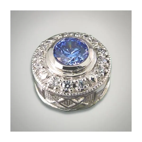 Sterling Silver Swarovski Blue CZ Slide Lee Ann's Fine Jewelry Russellville, AR