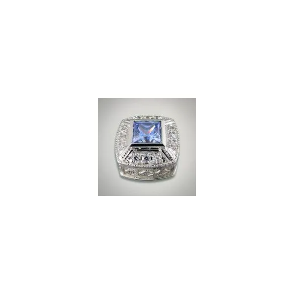 Sterling Silver Slide With Square Swarovski Blue CZ Lee Ann's Fine Jewelry Russellville, AR