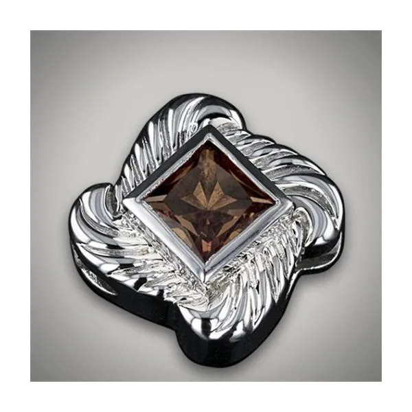 Sterling Silver Square Quartz Smokey Slide