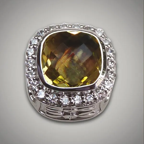 Sterling Silver Slide with Cushion Capri Cut Quartz Lemon...