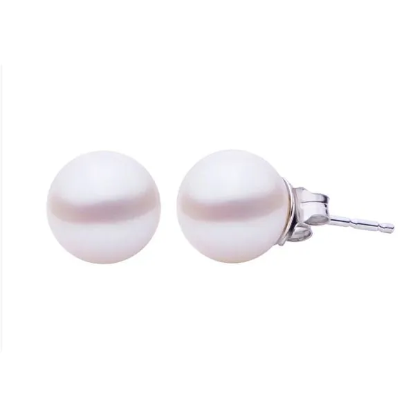 14 Karat White Gold Freshwater Pearl Stud Earrings