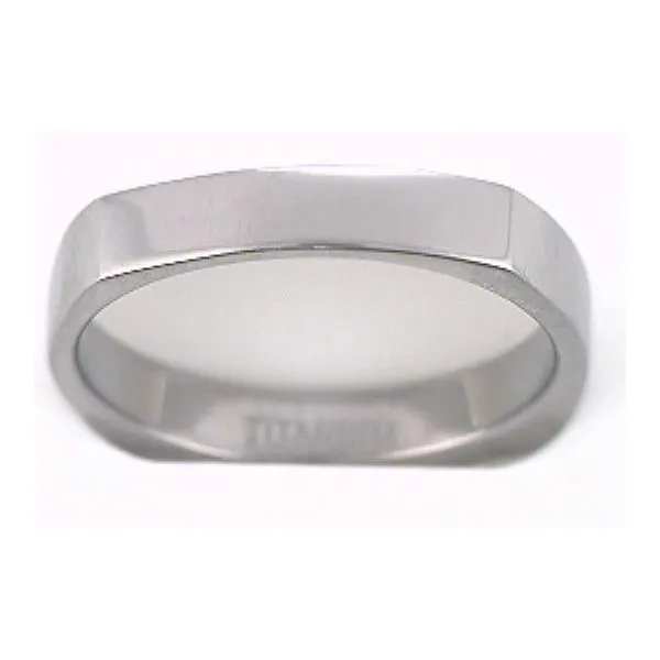 Gent's White Titanium Square Comfort Fit Wedding Band 4 MM similar item image