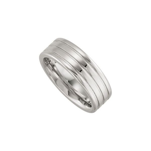 Men's Cobalt Triple Grooved Rounded Edge Wedding Band Lee Ann's Fine Jewelry Russellville, AR