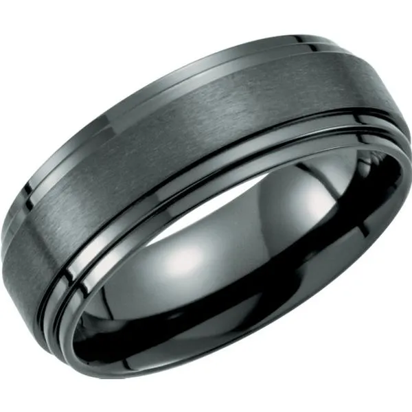 Men's Black Titanium Double Ridged Wedding Band Lee Ann's Fine Jewelry Russellville, AR
