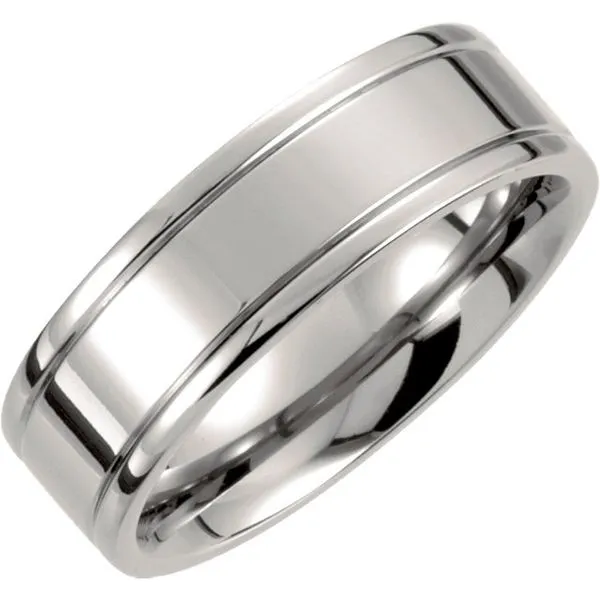 Gent's Titanium 7 Mm Ridged Wedding Band Lee Ann's Fine Jewelry Russellville, AR