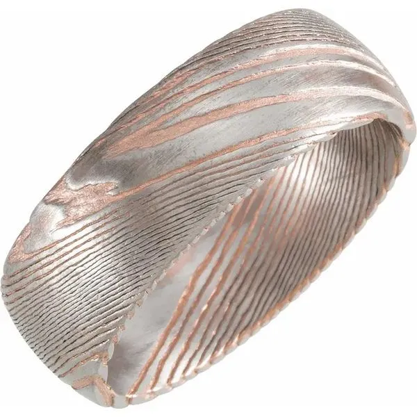Rose Gold Damascus Steel Wedding Band